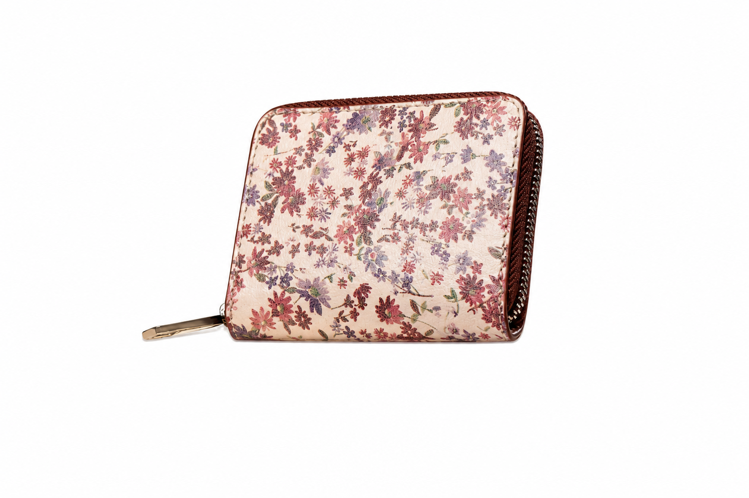 Foil-Print Mini Zip-Around Purse